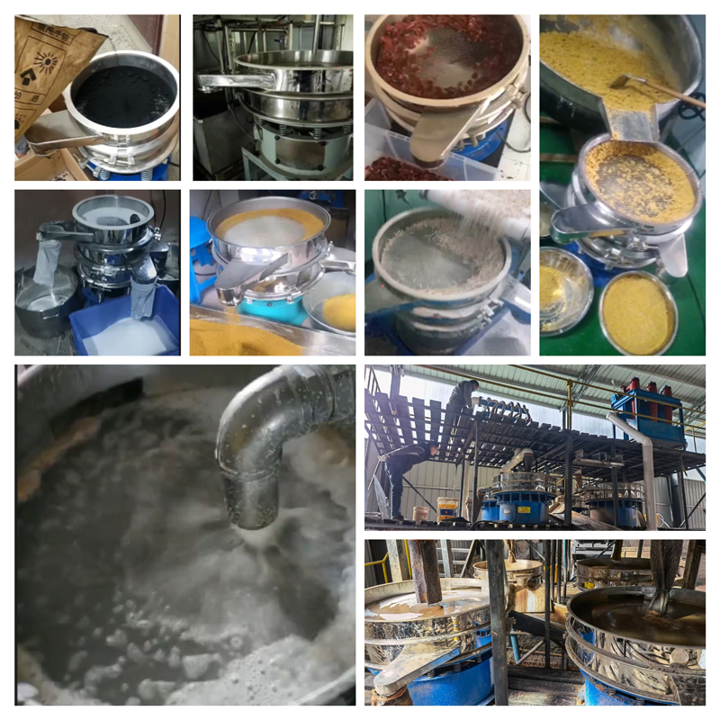 圓形振動(dòng)篩適用行業(yè)：食品，陶瓷，醫(yī)藥，冶金，化工等行業(yè)。