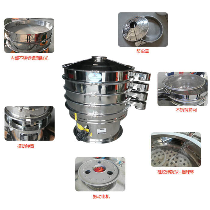 食品振動(dòng)篩部件：防塵蓋，不銹鋼篩網(wǎng)，鏡面拋光展示