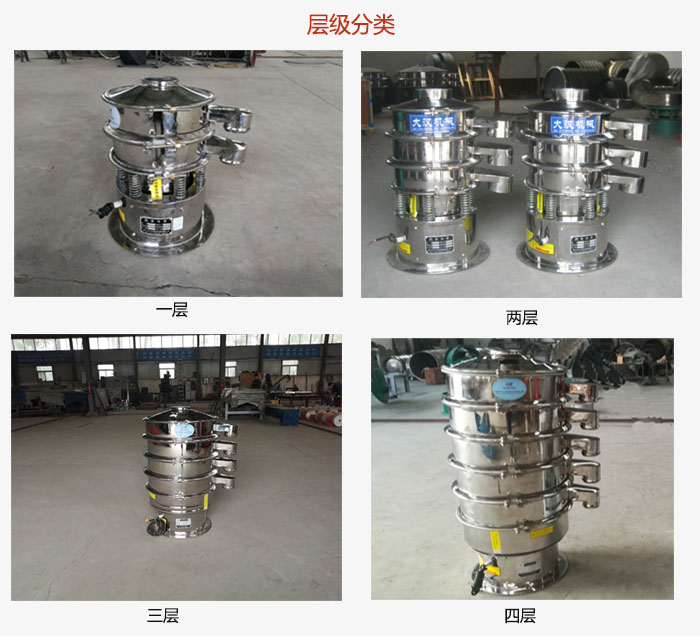 小型不銹鋼振動(dòng)篩層級(jí)展示：一層，兩層，三層，四層等。