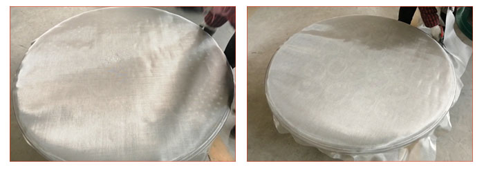 食品振動(dòng)篩篩網(wǎng)安裝步驟2，利用束環(huán)將篩網(wǎng)固定在網(wǎng)架上，并將篩網(wǎng)拉緊。