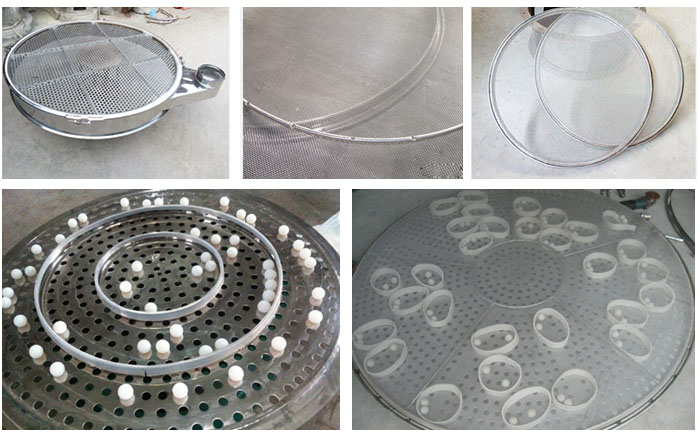 旋振篩換網(wǎng)1，去除舊網(wǎng)。2，將新的篩網(wǎng)平鋪在網(wǎng)架上。3，用束環(huán)固定篩網(wǎng)。3，拉緊篩網(wǎng)并擰緊束環(huán)，換網(wǎng)完成。