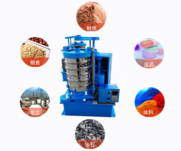拍擊式標(biāo)準(zhǔn)振篩機(jī)適用范圍：粉狀，醫(yī)藥，糧食，石沙，化工，涂料等