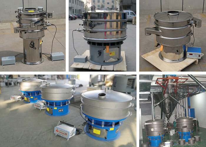 加高式超聲波旋振篩，碳鋼+不銹鋼式超聲波旋振篩，全不銹鋼式超聲波旋振篩，全碳鋼式超聲波旋振篩。