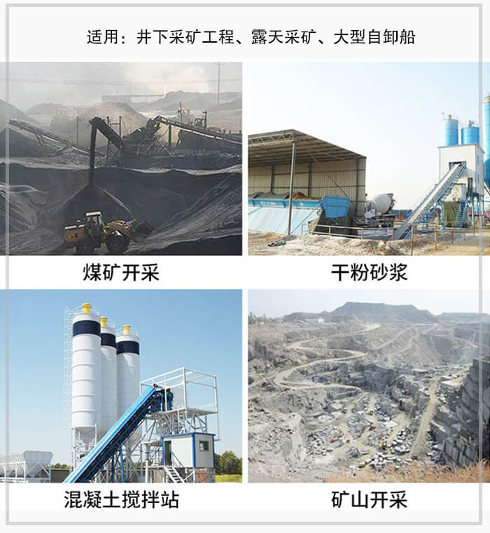 大傾角皮帶輸送機(jī)適用于煤礦開采，混凝土攪拌站，干粉砂漿，礦山開采等行業(yè)中。