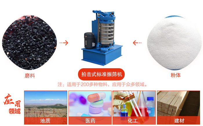 拍擊篩適用于多種物料顆粒狀，粉狀，不規(guī)則物料的篩分。