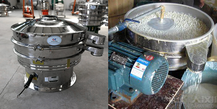 全不銹鋼豆?jié){過濾振動篩篩分現(xiàn)場展示圖。